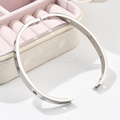 女性用中空ハート 304 ステンレススチール バングル  ステンレス鋼色  内径：2x2-3/8インチ（5.05x6.05cm）&nbsp;BJEW-Z092-11P
