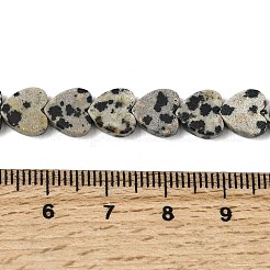 天然石ダルメシアンジャスパービーズ連売り  ハート  8x8x2.5mm  穴：0.6mm  約50個/連  14.88''~15.12''（37.8~38.4センチメートル）&nbsp;G-M403-A31-03