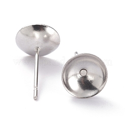 変色しない304ステンレススチールスタッドピアスセッティング  コーン  ステンレス鋼色  8x0.3mm  内径：7mm  ピン：0.7mm&nbsp;STAS-J031-07