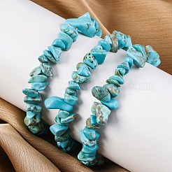 Unisex Chip Synthetic Turquoise(Dyed) Beaded Stretch Bracelets&nbsp;BJEW-S143-05