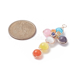 Brass Wire Wrapped Cat Eye Big Pendants&nbsp;PALLOY-TA00035