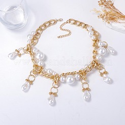 Baroque Alloy & Imitation Keshi Pearl Nuggets and Round Tassel Bib Necklaces for Women&nbsp;WG3C425-01