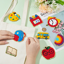 学校用品 刺繍風布 アイロン接着/縫い付けパッチ 8個  アップリケ  バッジ  洋服用  ドレス  帽子  ジーンズ  DIYの装飾  混合図形  ミックスカラー  48~80x68~84x2.5mm&nbsp;PATC-WR0001-23