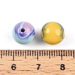 オペーク樹脂ビーズ  ラウンド  ミックスカラー  9.5~10mm  穴：1.8~2mm&nbsp;X1-RESI-N042-10mm-14