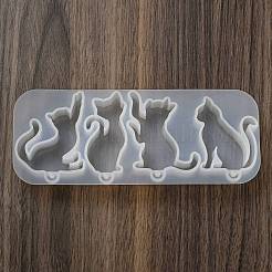 猫の形のペンダント DIY シルエット シリコン型  レジン型  UVレジン用  エポキシ樹脂工芸品作り  ホワイト  59x150x15.5mm  穴：3mm  内径：47~57x24~36mm&nbsp;X1-DIY-K067-02B