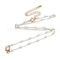 ABS Plastic Pearl Round Beaded Chains&nbsp;CHS-N003-16