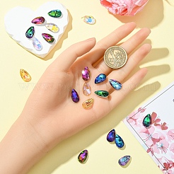 20Pcs 10 Colors Faceted Teardrop Glass Pendants&nbsp;GLAA-YW0004-10