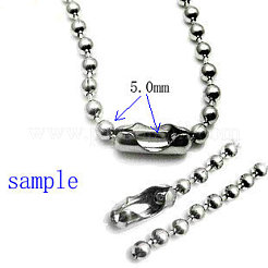 変色しないステンレススチール製ボールチェーンコネクター  ステンレス鋼色  15x6mm  穴：4x2mm  5mmボールチェーンに適合&nbsp;X-STAS-L019C-P