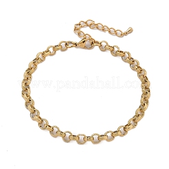 女性用 304 ステンレススチール ローロチェーン アンクレット  14KGP本金メッキ  8-1/8インチ（207mm）&nbsp;AJEW-U025-03G