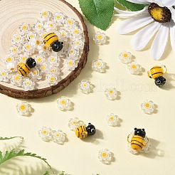 5Pcs Handmade 3D Bees Lampwork Beads & 50Pcs Flower Millefiori Glass Beads Sets&nbsp;LAMP-YW0001-63