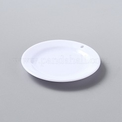 ミニ腹筋プラスチック皿  ドールハウスアクセサリー用  小道具の装飾のふりをする  ホワイト  50.5x7mm  穴：2.5mm&nbsp;DJEW-WH0015-56D
