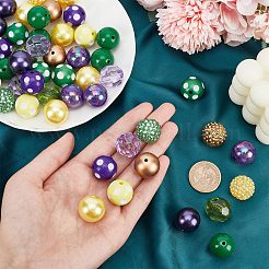 混合様式のアクリルビーズ  ラウンド  ミックスカラー  19~20x19~19.5mm  穴：3mm  50個/袋  1袋/箱&nbsp;MACR-PH0001-60