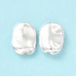 長持ちメッキ合金ビーズ  カドミウムフリー＆ニッケルフリー＆鉛フリー  オーバル  銀  15.5x11x5mm  穴：1.2~1.4mm&nbsp;FIND-C020-08S