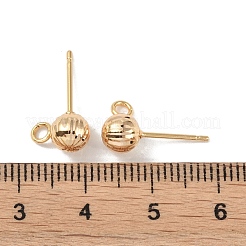 真鍮製スタッドピアスパーツ  カン付き  溝丸  18KGP本金メッキ  17x6mm  穴：2mm  ピン：0.8x11mm&nbsp;KK-R164-04A-G