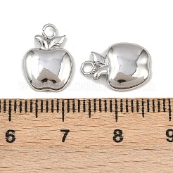 フルーツ304ステンレススチールチャーム  鉛フリー＆カドミウムフリー＆ニッケルフリー  りんご  13.5x9.5x2.5mm  穴：1.8mm&nbsp;STAS-H242-03P-06