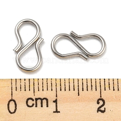 変色しない304ステンレススチールのS字フック留め具  ネックレス  ブレスレット作り  ステンレス鋼色  13x6.5x1mm  内径：5x4mm&nbsp;STAS-Z048-07P