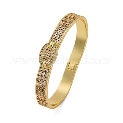 Rack Plating Brass Micro Pave Cubic Zirconia Hinged Bangles&nbsp;BJEW-H624-06B-G