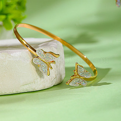 Butterfly Alloy Acrylic Pendant Necklace & Stud Dangle Earring & Cuff Bangles Sets for Women&nbsp;FS-WG2F59A-01