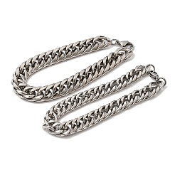 201ステンレススチールキューバンリンクチェーンブレスレット（女性用・男性用）  ステンレス鋼色  8.66インチ（22cm）  リンク：13.5x9.5x4.5mm&nbsp;STAS-T077-21P-01