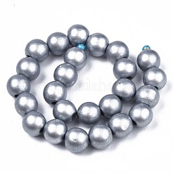 Spray Painted Natural Wood Beads Strands&nbsp;WOOD-S053-59B