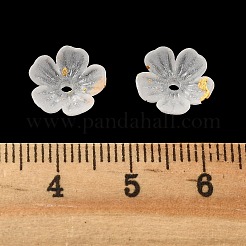 アクリルビーズキャップ  5  - 花びらの花  金箔入り  ホワイト  11x11x4mm  穴：1.6mm&nbsp;OACR-Z028-03H