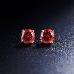 Rhodium Plated 925 Sterling Silver Four Pronged Ear Studs&nbsp;JE420C-01