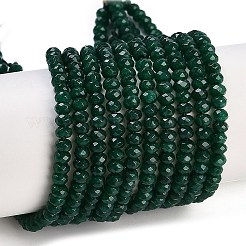 天然石ホワイトジェイドビーズ連売り  ファセットロンデル  染め  グリーン  4~4.5x3mm  穴：1mm  約112~121個/連  13.54''~13.98''（34.4~35.5センチメートル）&nbsp;G-Z069-01J