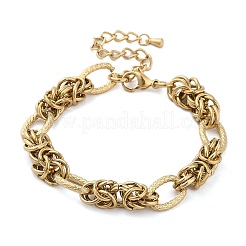 パンク ヒップホップ スタイル 304 ステンレス リング ノット リンク チェーン ブレスレット 女性用  14KGP本金メッキ  6-7/8インチ（17.5cm）&nbsp;BJEW-Z084-03G