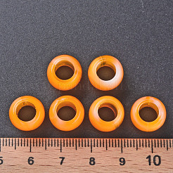 アクリルヨーロピアンビーズ  天然石風  大穴ビーズ  バレル  ダークオレンジ  11.5x11mm  穴：6mm  約770個/500g&nbsp;MACR-S375-003-06
