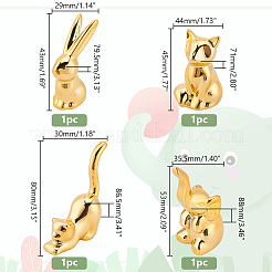 4Pcs 4 Styles Plating Porcelain Animal Figurines&nbsp;DJEW-PH0001-41