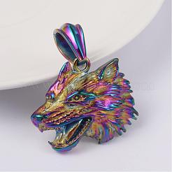 316サージカルステンレスペンダント  オオカミ  ミックスカラー  29x34x8mm  穴：7x12mm&nbsp;STAS-L186-096