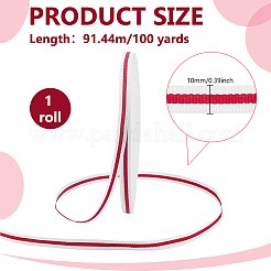 ポリエステルストライプリボン  服飾材料  ホワイト  3/8インチ（10mm）  約100.00ヤード（91.44m）/セット&nbsp;OCOR-PH0007-17B