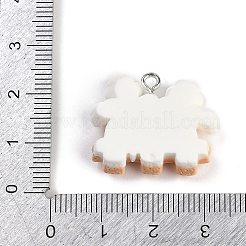 樹脂チャーム  プラチナ鉄ループ付き  花とフェンス  ホワイト  21x25x7.5mm  穴：2mm&nbsp;LS-RESI-I061-08C