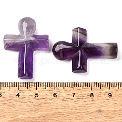 天然石アメジストペンダント  クロス  35.5x24.5x4mm  穴：1.6mm&nbsp;G-B122-02J
