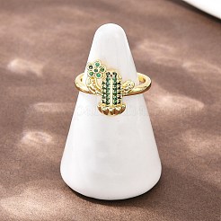 Brass Micro Pave Cubic Zirconia Cuff Rings for Women&nbsp;RJEW-A088-07G