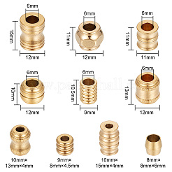 10個10スタイル304ステンレススチールビーズ  大穴ビーズ  コラム  ゴールドカラー  8~12x8~13mm  穴：4~6mm  1個/スタイル&nbsp;STAS-UN0050-22
