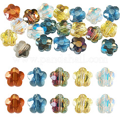 20個の透明なガラスビーズ  花  多面カット  ミックスカラー  8x8x4.5mm  穴：1mm&nbsp;GLAA-TADJ0001-08