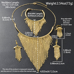 Brass Tassel Pendant Necklaces & Dangle Earrings & Ring & Bracelets Sets for Women&nbsp;FS-WG4548A-01