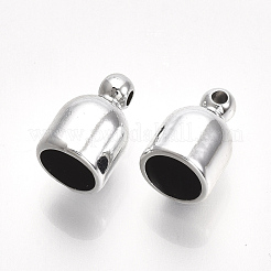 UVメッキABSプラスチックコードエンド  エンドキャップ  プラチナ  13x8mm  穴：1.5mm  内径：6.5mm&nbsp;CCB-S162-13B-04