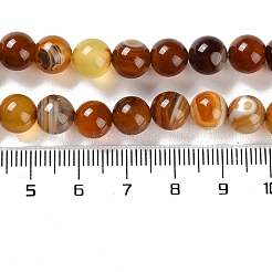 天然石縞瑪瑙/バンデットアゲートビーズ連売り  染め  ラウンド  砂茶色  8mm  穴：1.2mm  約24個/連  7.48''（19センチメートル）&nbsp;G-Z060-A01-B09