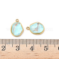 304ステンレスペンダント  ナゲット  ガラスと  イオンプレーティング（ip）  18KGP本金メッキ  13x9.5x4mm  穴：1.4mm&nbsp;STAS-H483-08G