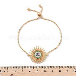 Sun Brass Micro Pave Cubic Zirconia Link Slider Bracelets&nbsp;KK-R217-49G-01