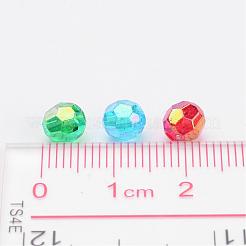 AB色透明なアクリル多面カットラウンドビーズ  ミックスカラー  6mm  穴：1mm&nbsp;X-PL642