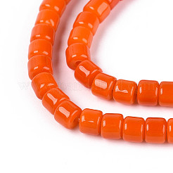 オペークソリッドカラーガラスビーズ連売り  コラム  サンゴ  3.5x4~4.5mm  穴：0.7~0.9mm  約102~108個/連  14.17~14.96インチ（36~38cm）&nbsp;GLAA-N065-4x4mm-C03