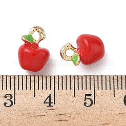 合金エナメルチャーム  りんごチャーム  長持ちメッキ  鉛フリー＆カドミウムフリー  ゴールドカラー  11.5x8x7mm  穴：1.6mm&nbsp;FIND-K025-04G