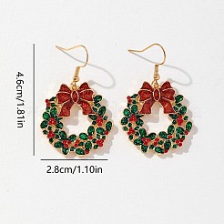 Christmas Wreath Alloy Enamel Dangle Earrings&nbsp;FS-WGEFD29-01