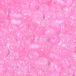 Fgbグレードaドローベンチスタイルガラスシードビーズ  ロンデル  模造キャットアイビーズ  ショッキングピンク  7.5x4.5mm  穴：1.2~1.4mm  約1250個/ポンド&nbsp;SEED-Q040-02A-16