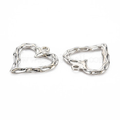 合金ペンダント  カドミウムフリー＆ニッケルフリー＆鉛フリー  ハート  プラチナ  21x19x2mm  穴：1.6mm&nbsp;PALLOY-N154-36P-NR