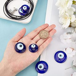 ナザールボンジュウペンダントネックレスのDIYキット  革紐ネックレス作りを含む  ガラスチャーム  真鍮のアイスピックピンチベイル  ブルー  ネックレス：18~18.5インチ（45.72~47cm）  6個/セット&nbsp;DIY-NB0004-78