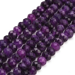 ファセットカットされた染色済みの天然白翡翠ビーズの連  ロンデル  インディゴ  8x5.5~6mm  穴：1mm  約64~66個/連  14.76~15.16''（37.5~38.5センチメートル）&nbsp;GG-CBAE966-01A-L